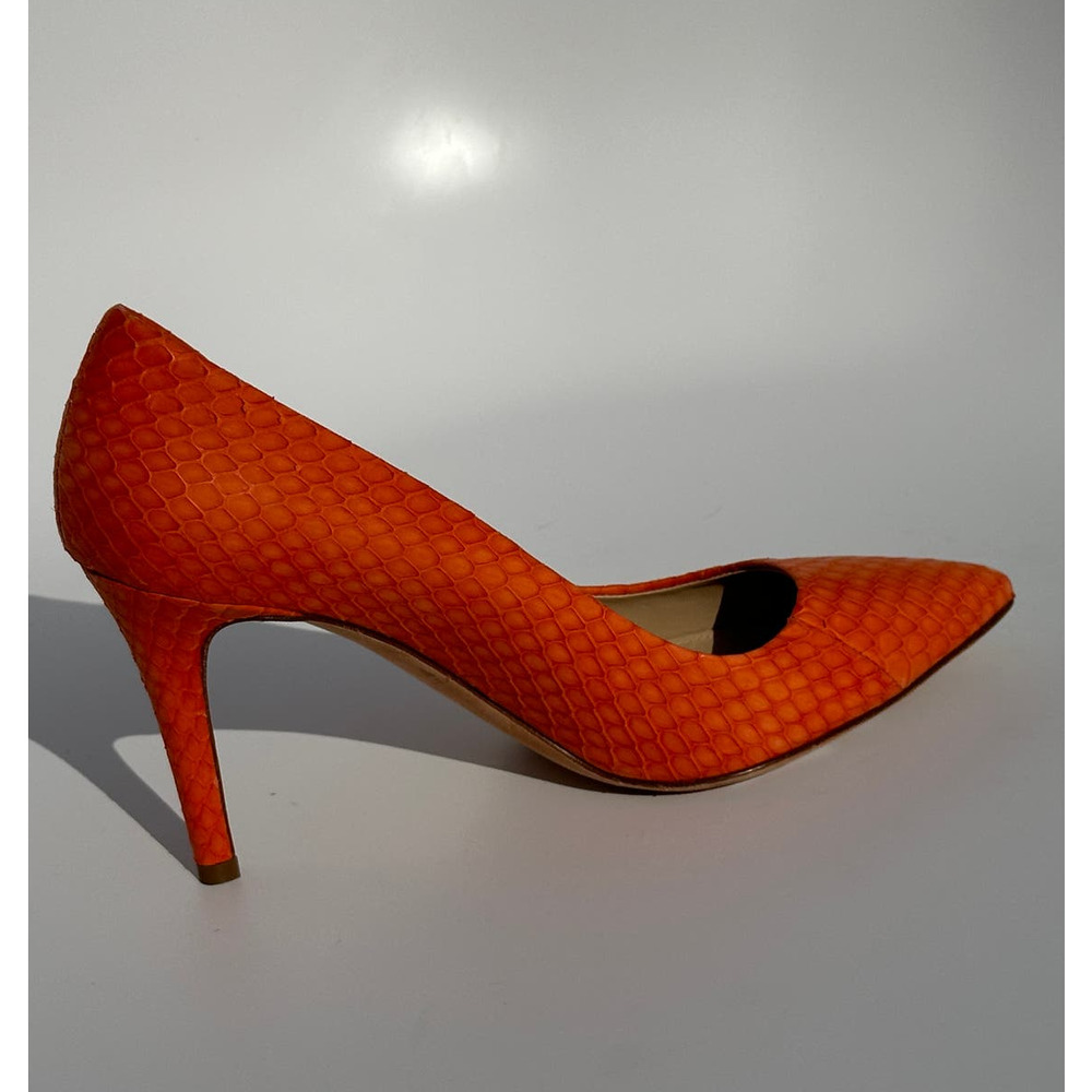 J. Crew Collection Orange Matte Python Heels Pump… - image 3